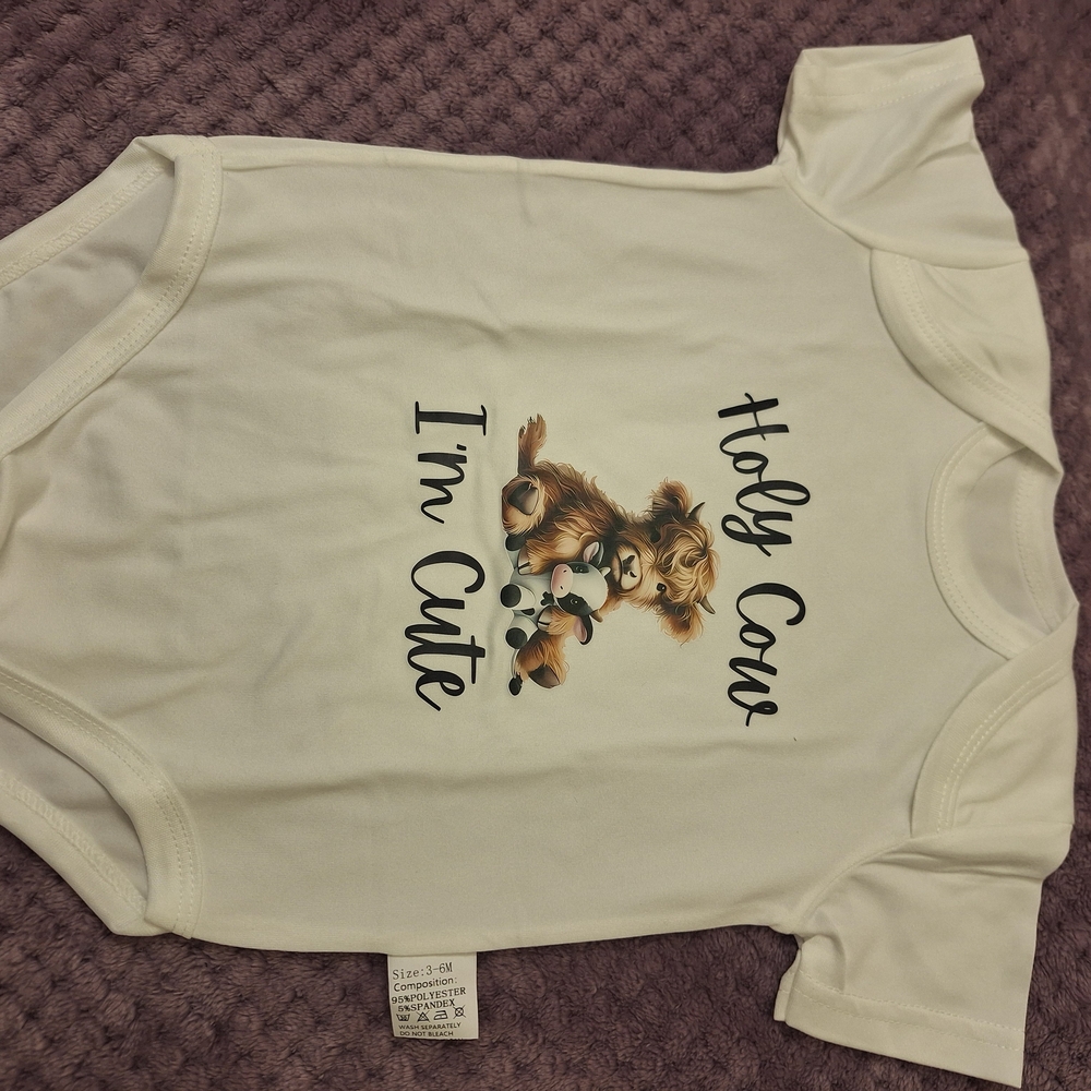 Cute White Baby Onesie with Bear Print